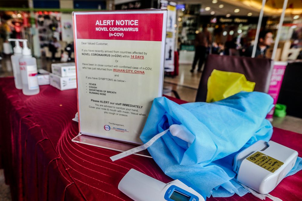 An coronavirus alert notice is seen at the entrance of KPJ Tawakkal, Kuala Lumpur January 28, 2020. u00e2u20acu201d Picture by Firdaus Latif