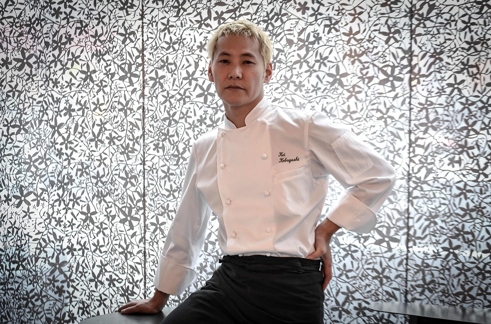 Japanese chef Kei Kobayashi, newly bestowed three stars by the French gastronomic Michelin, poses during a photo session at his restaurant Kei in Paris January 28, 2020. u00e2u20acu201d AFP pic  