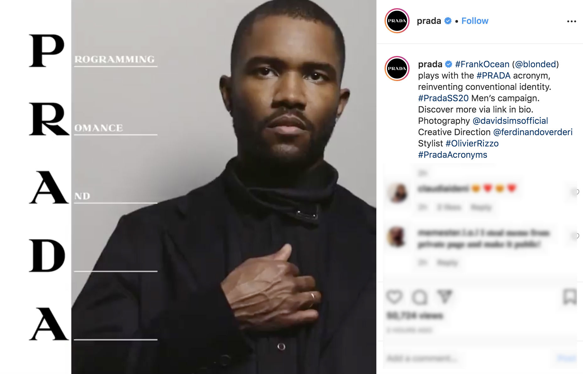 A screengrab from Pradau00e2u20acu2122s Instagram.