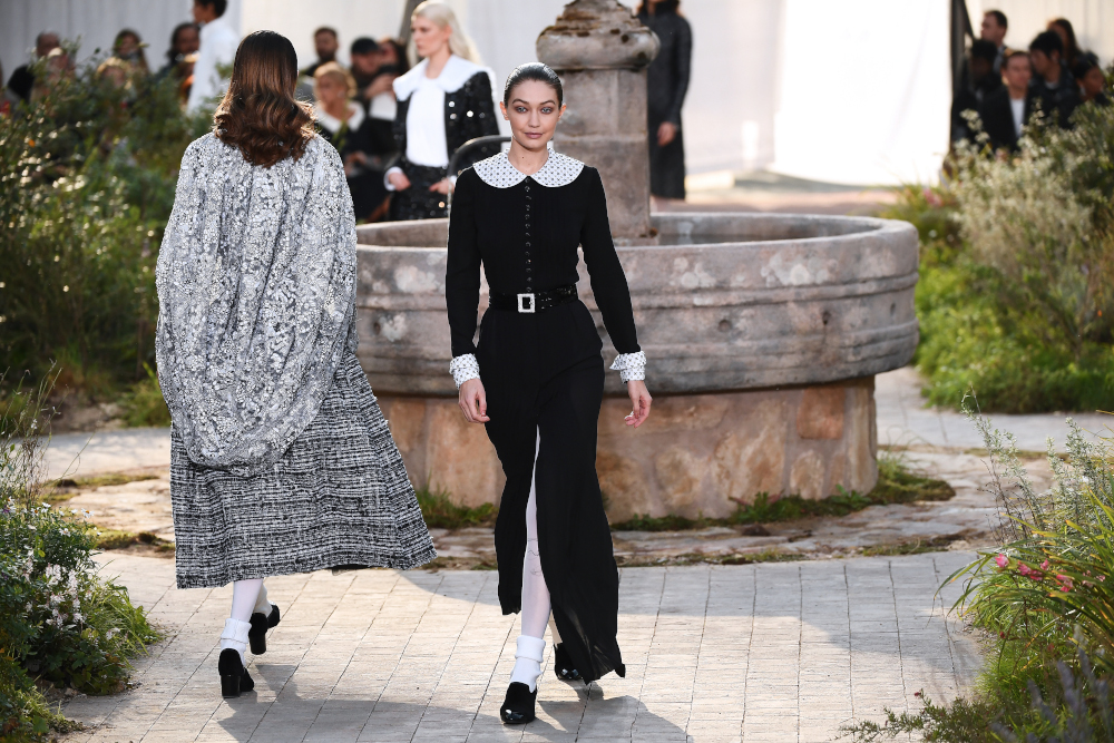 US model Gigi Hadid presents a creation by Chanel during the Womenu00e2u20acu2122s Spring-Summer 2020/2021 Haute Couture collection fashion show at the Grand Palais in Paris, January 21, 2020. u00e2u20acu201d AFP pic