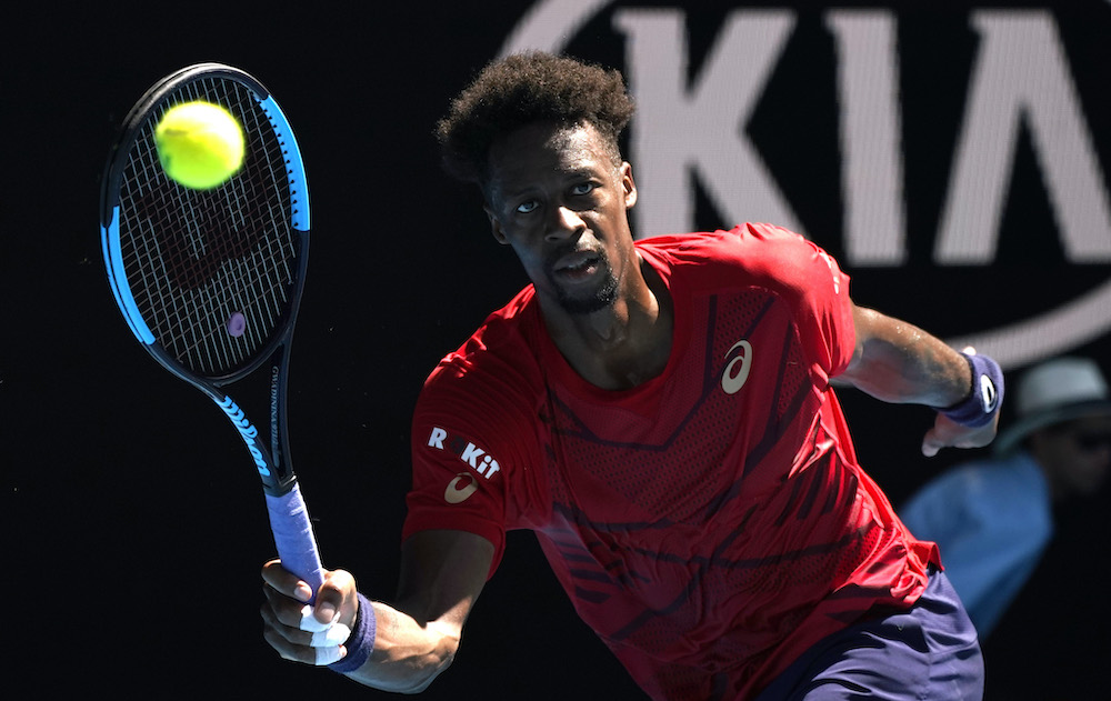 Franceu00e2u20acu2122s Gael Monfils in action during his match against Latviau00e2u20acu2122s Ernests Gulbis during the Australian Open Third Round match at Melbourne Park in Melbourne, January 25, 2020. u00e2u20acu201d Reuters picnn