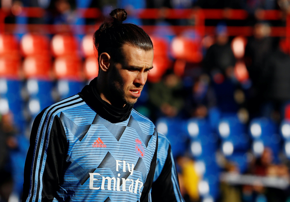 Real Madridu00e2u20acu2122s Gareth Bale during the warm up before the match with Getafe at the Coliseum Alfonso Perez, Getafe, Spain, January 25, 2020. u00e2u20acu201d Reuters picnn