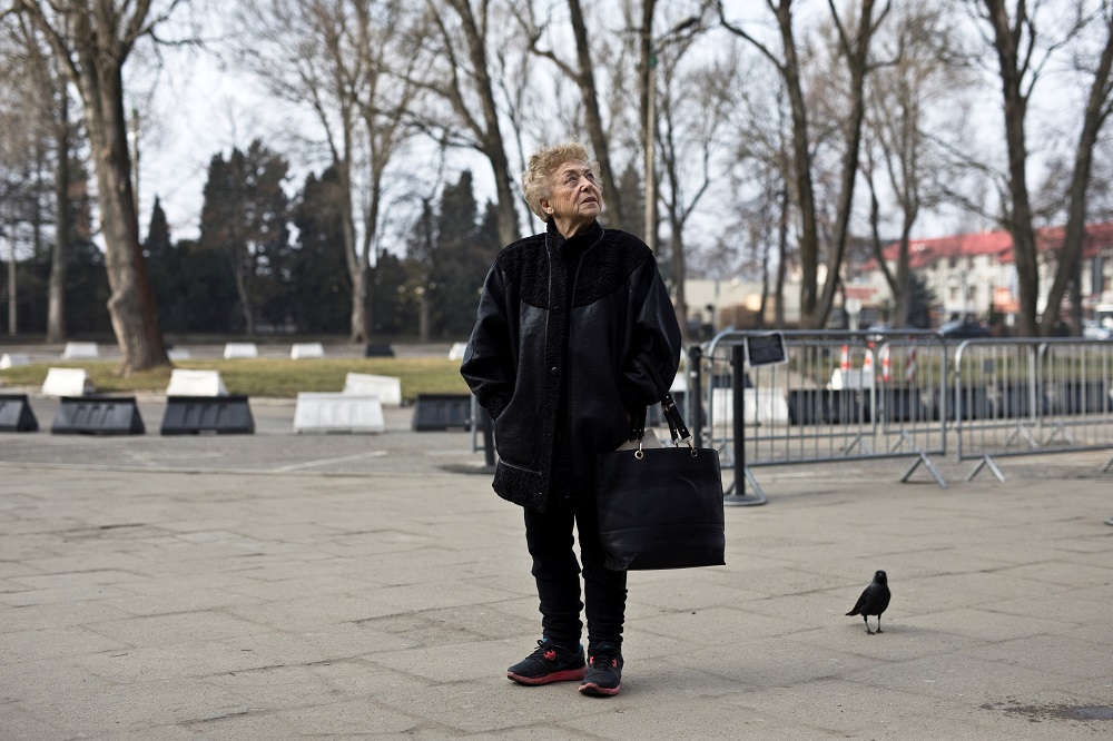 Jona Laks, survivor of Dr Josef Mengele's twins experiments stands near the entrance to the Auschwitz death camp as she arrives for a visit with her granddaughter, in Oswiecim, Poland January 26, 2020. u00e2u20acu201d Reuters pic