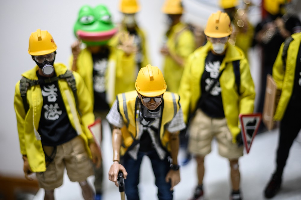 This picture taken on January 14, 2020 shows 1:6 scale action figures depicting characters involved in the Hong Kong protests, in Hong Kong. u00e2u20acu201d AFP pic