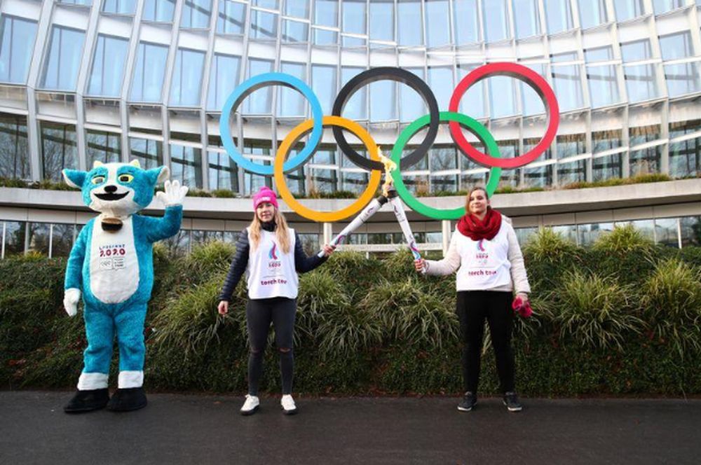 Lausanne 2020 Winter Youth Olympic Games torchbearer Christelle Boivin passes the flame to Aurore Locher at the International Olympic Committee (IOC) headquarters in Lausanne, Switzerland, January 8, 2020. u00e2u20acu201d Reuters pic