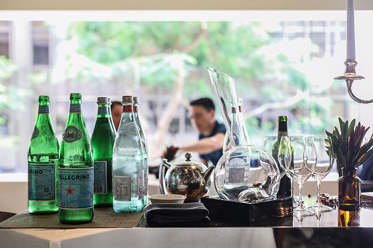 Natural light suffuses the dining room