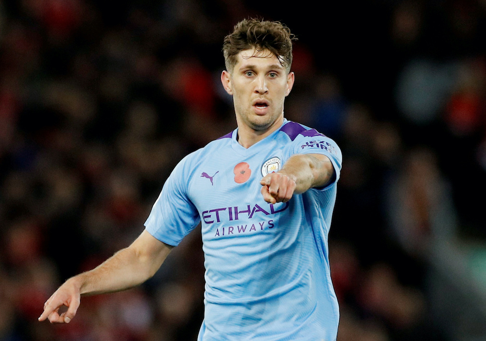 Manchester Cityu00e2u20acu2122s John Stones gestures during the match against Liverpool at the Anfield Stadium in Liverpool, November 10, 2019. u00e2u20acu201d Reuters picnn