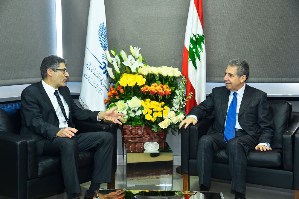 Lebanonu00e2u20acu2122s new Finance Minister Ghazi Wazni (right) meeting with IMF Alternative Executive Director Sami Geadah in the capital Beirut January 25, 2020. u00e2u20acu201d Handout pic by Dalati and Nohra via AFP