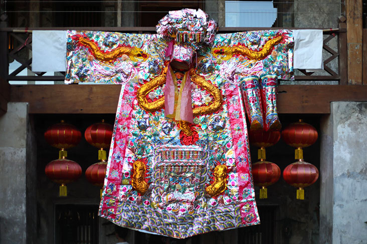 A traditional Cantonese opera robe with eye-catching sequins