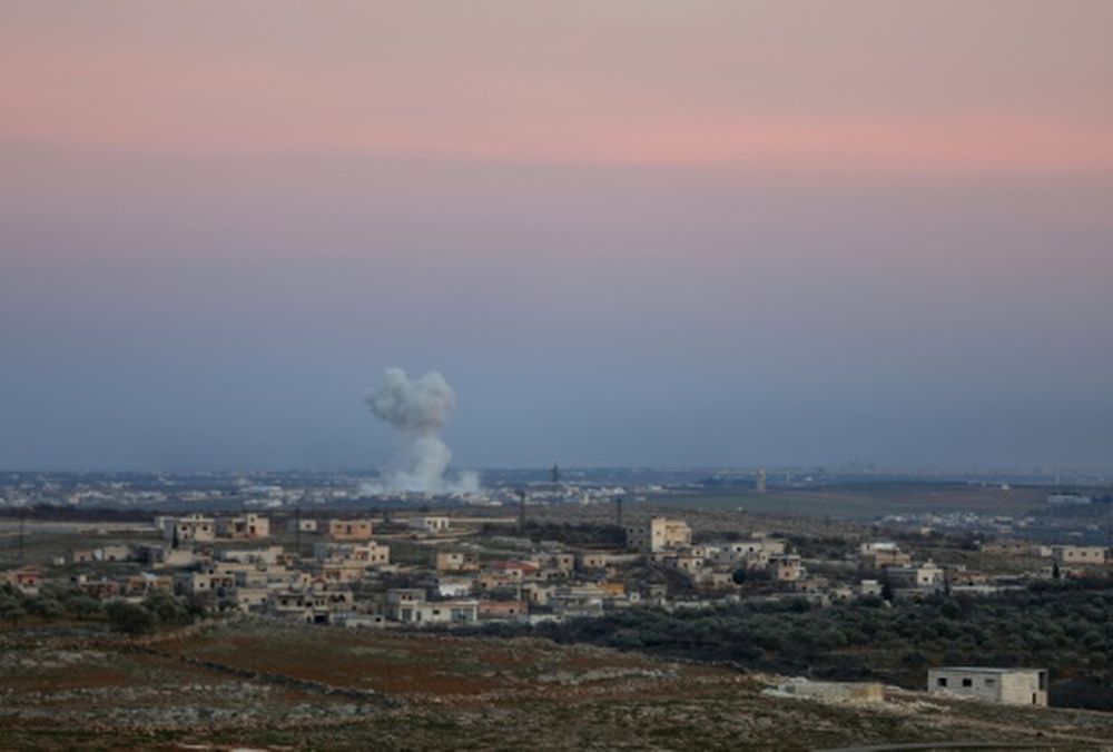 Smoke billows following reported bombardment by Syrian regime forces on the outskirts of Maaret al-Numan, in the northwestern province of Idlib, January 26, 2020. u00e2u20acu201d AFP pic