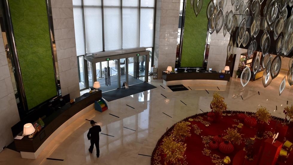 The hotel lobby is pictured deserted as guests and visitors stay away due to the SARS-like virus affecting the city of Wuhan in Hubei province on January 29, 2020. u00e2u20acu201d AFP pic  