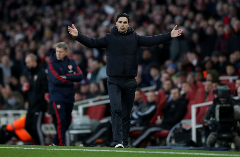 Arsenal manager Mikel Arteta reacts during the Arsenal v Sheffield United match at Emirates Stadium, London, January 18, 2020. u00e2u20acu201d Action Images via Reuters