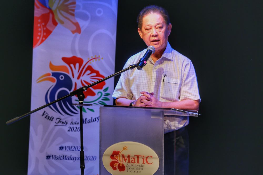 Tourism, Arts, and Culture Minister Datuk Mohamaddin Ketapi speaks during the launch of the Visit Malaysia 2020 vehicle sticker placement ceremony in Kuala Lumpur January 3, 2020. u00e2u20acu2022 Picture by Ahmad Zamzahuri  