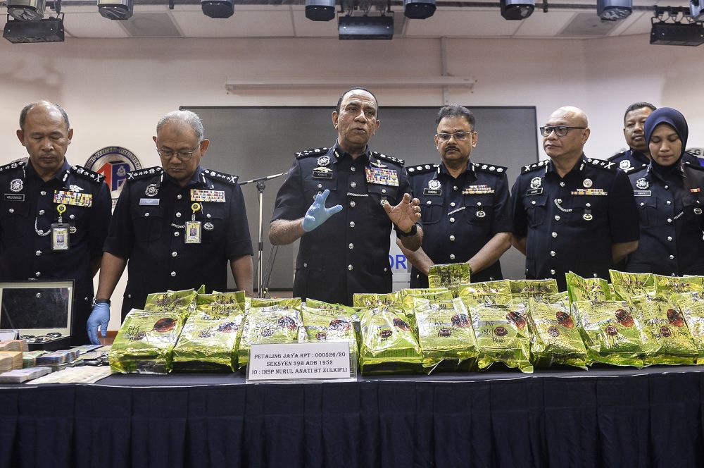 Bukit Aman Narcotics CID director Datuk Mohd Khalil Kader speaks during a press conference in Shah Alam January 14, 2020. u00e2u20acu201d Picture by Miera Zulyana