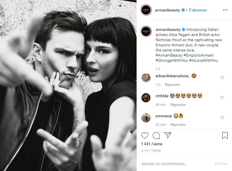 Nicholas Hoult and Alice Pagani are the new faces for Emporio Armaniu00e2u20acu2122s latest fragrance campaign. u00e2u20acu201d Picture courtesy Armani Beauty/Instagram via AFP 