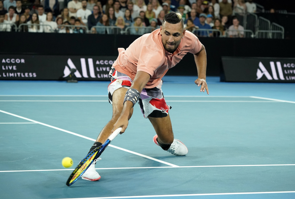 Australiau00e2u20acu2122s Nick Kyrgios in action during his match against Russia's Karen Khachanov at the Australian Open match in Melbourne Park, Melbourne, January 25, 2020. u00e2u20acu201d Reuters picnn