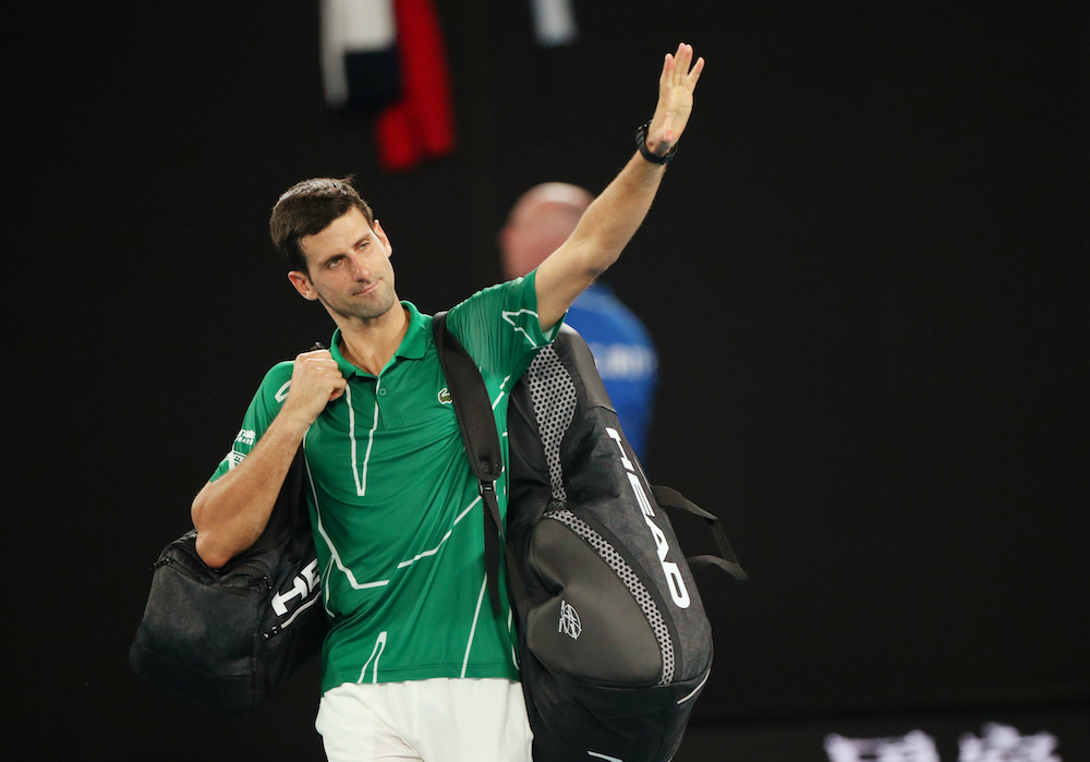 Serbia's Novak Djokovic celebrates after his match against Switzerland's Roger Federer at the Australian Open semi-final at Melbourne Park, Melbourne, January 30, 2020. u00e2u20acu201d Reuters pic