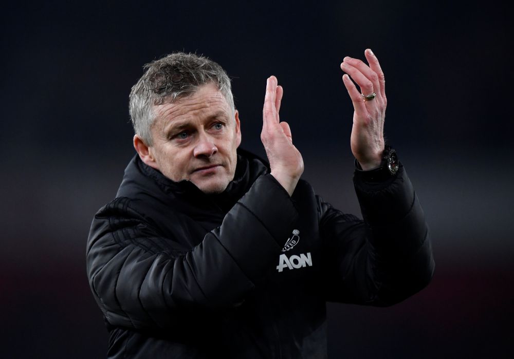 Manchester United manager Ole Gunnar Solskjaer applauds fans after the match against Arsenal at the Emirates Stadium January 1, 2020. u00e2u20acu201d Reuters pic