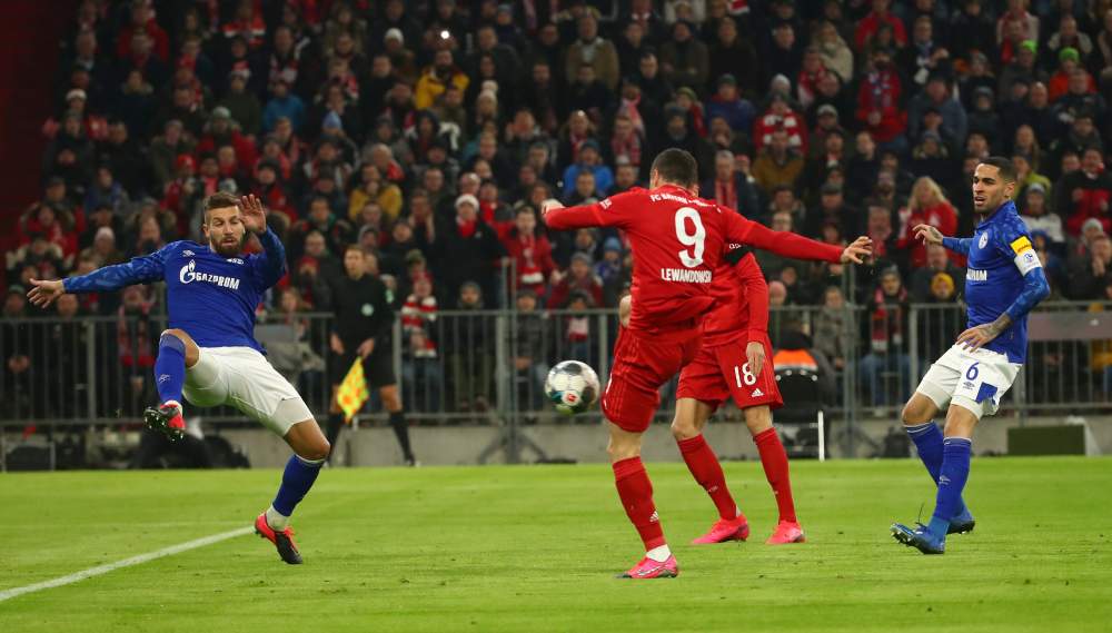 Bayern Munich's Robert Lewandowski scores the first goal against Schalke January 26, 2020. u00e2u20acu2022 Reuters pic