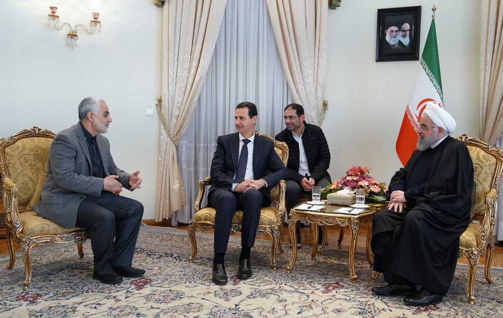 File photo released February 25, 2019, shows the commander of the Iranian Revolutionary Guardu00e2u20acu2122s Quds Force, Gen Qasem Soleimani (left) during a meeting with Syriau00e2u20acu2122s President Bashar al-Assad and Iran President Hassan Rouhani in Tehran. u00e2u20acu201d AFP pic