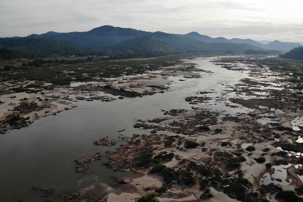 This aerial file photo taken on October 31, 2019 shows the Mekong River in the Pak Chom district in the northeastern Thai province of Loei with the Laos side at left. u00e2u20acu201d AFP pic 
