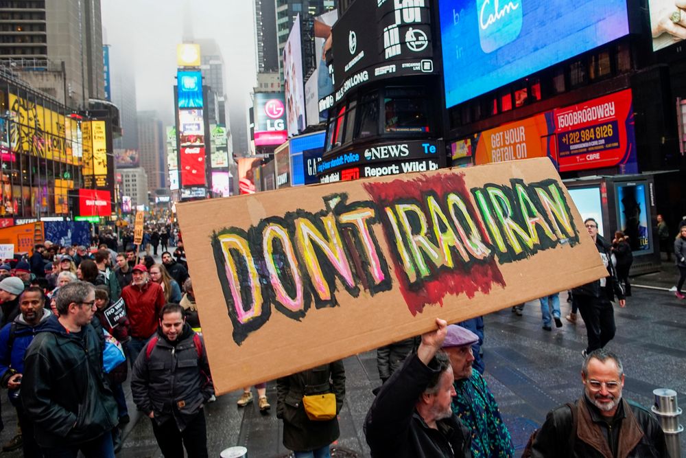 People march as they take part in an anti-war protest amid increased tensions between the United States and Iran at Times Square in New York, US, January 4, 2020. u00e2u20acu201d Reuters pic