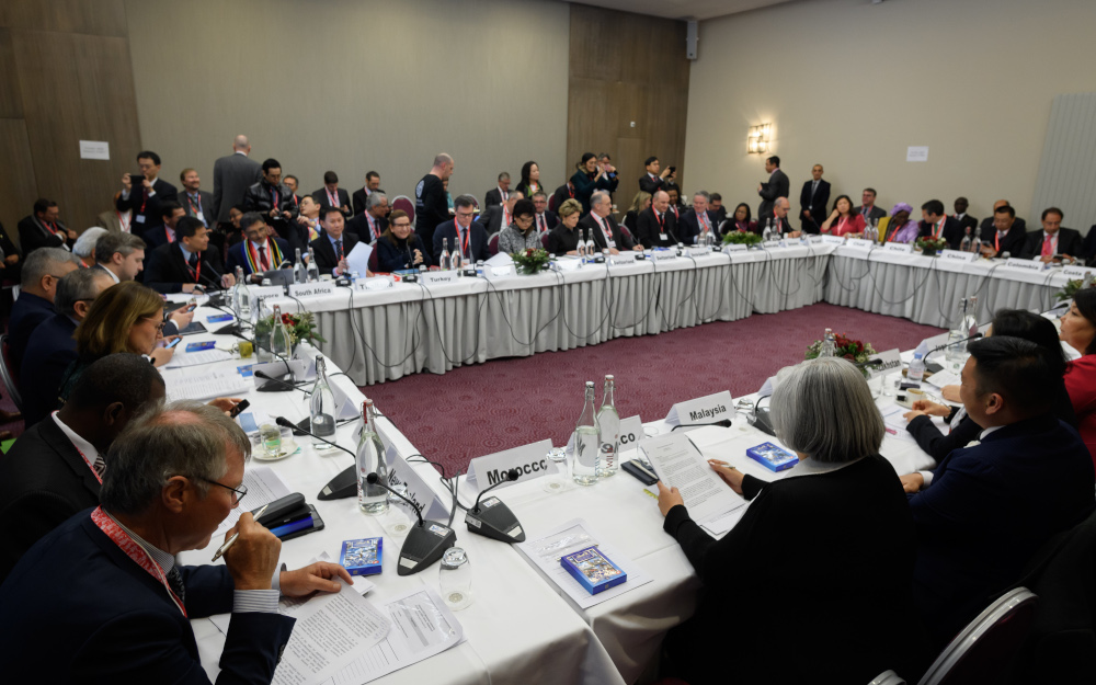 A picture taken January 24, 2020 shows a general view at the opening of a World Trade Organisation (WTO) ministerial meeting on the sideline of the World Economic Forum (WEF) annual meeting in Davos. u00e2u20acu201d AFP pic