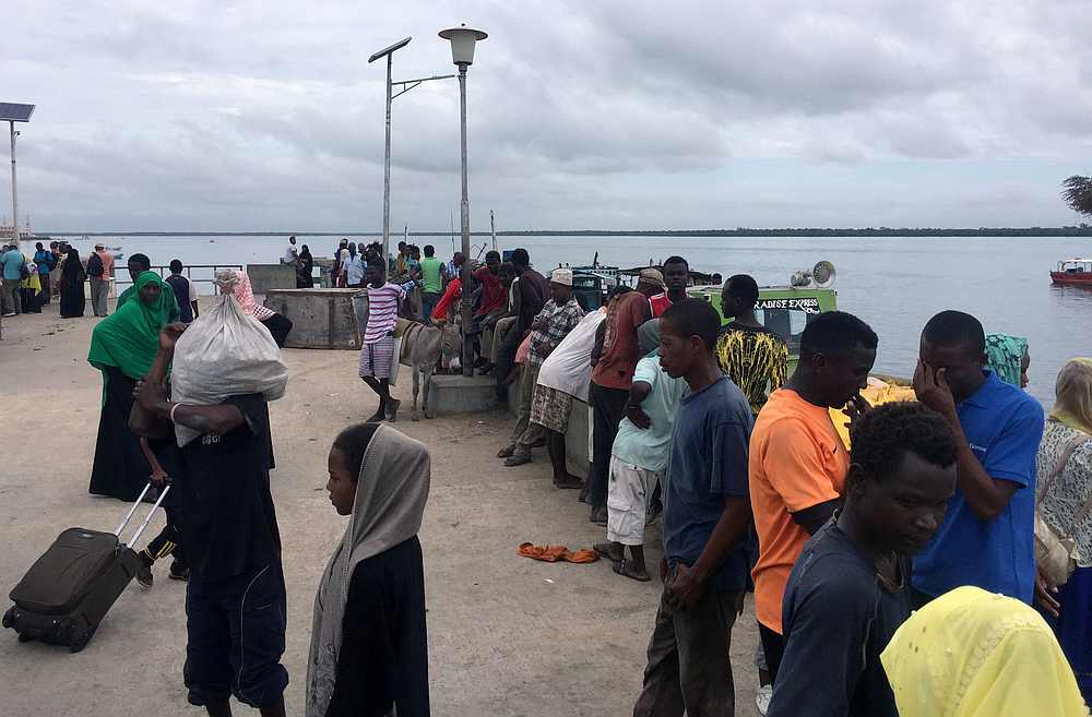 Travellers are seen gathered at the Lamu jetty following an attack by Somalia's Islamist group al Shabaab on a military base in Manda, Lamu, Kenya January 5, 2020. u00e2u20acu201d Reuters pic