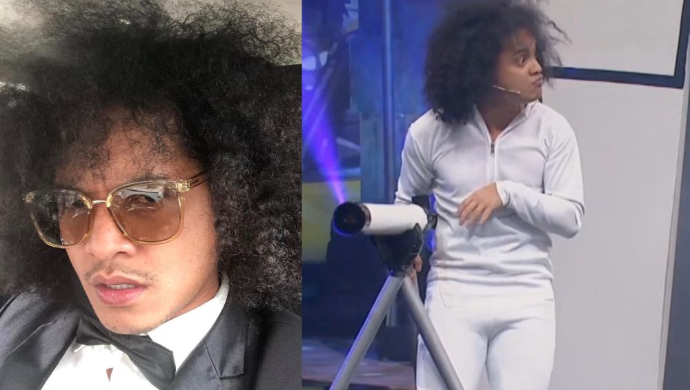 Comedian Atuu00e2u20acu2122s wife gave him the green light to wear the pants before the performance. u00e2u20acu201d Picture from Instagram/akueatu and YouTube/Astro Gempak