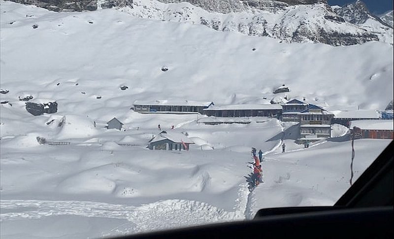 Aerial view of climbers who await rescue after an avalanche hit in Deurali, Nepal January 18, 2020. u00e2u20acu201d Simrik Air/Captain Ananda Thapa/social media image via Reuters 