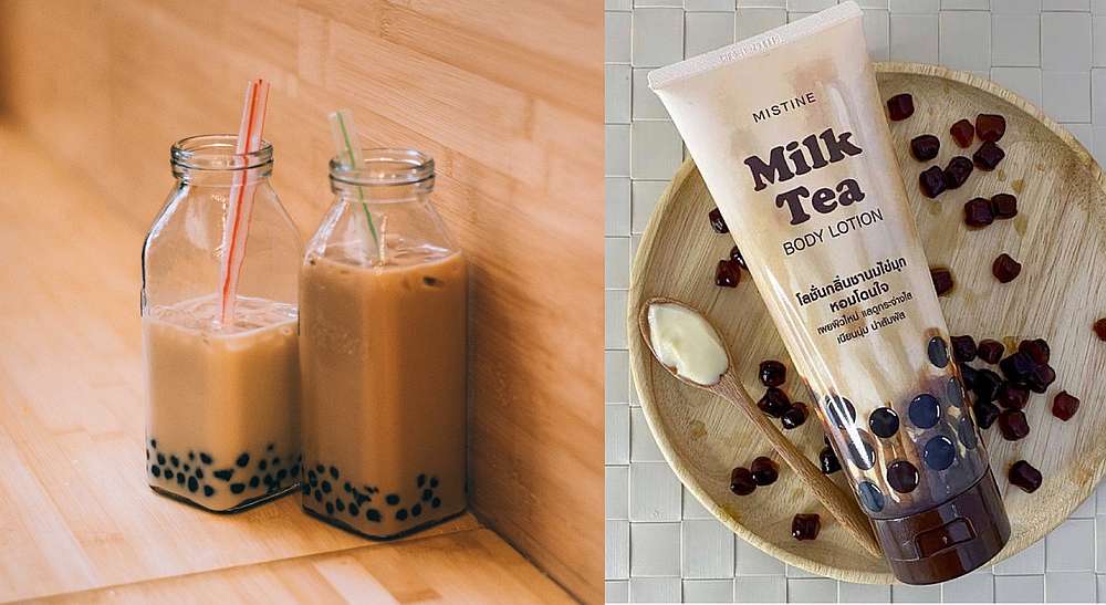 Bubble tea enthusiasts can now incorporate the drink into their skincare routines. u00e2u20acu201d Picture from Unsplash and Lazada/Mistine
