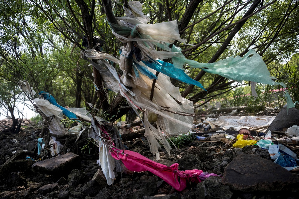 This file photo taken on May 13, 2018 shows plastic waste washed ashore on the coastal strip of Shanghai. u00e2u20acu201d AFP pic