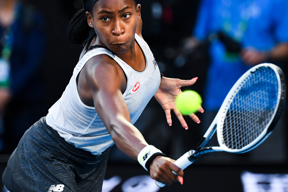 Coco Gauff of the US hits a return against Japanu00e2u20acu2122s Naomi Osaka during their womenu00e2u20acu2122s singles match on day five of the Australian Open tennis tournament in Melbourne January 24, 2020. u00e2u20acu201d AFP pic 