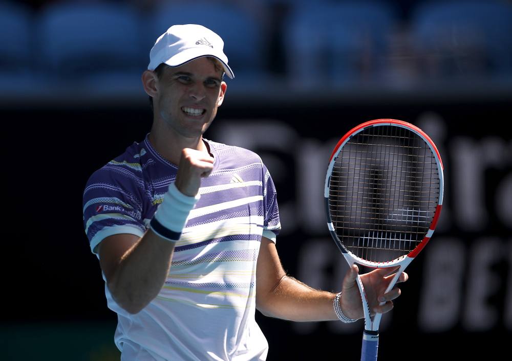 Austriau00e2u20acu2122s Dominic Thiem celebrates match point during the match against Franceu00e2u20acu2122s Adrian Mannarino in Melbourne January 21, 2020. u00e2u20acu2022 Reuters pic