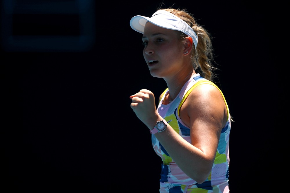 Croatia's Donna Vekic celebrates winning the match against Russia's Maria Sharapova in Melbourne January 21, 2020. u00e2u20acu2022 Reuters pic 