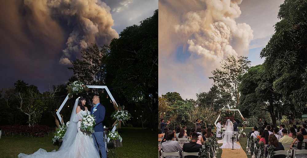 Photographer Randolf Evan said there was a u00e2u20acu02dclight rain of ashu00e2u20acu2122 throughout the wedding. u00e2u20acu201d Pictures from Facebook/randolfevanphotography