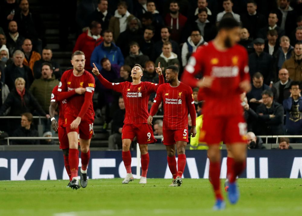 Liverpool's Roberto Firmino celebrates scoring against Tottenham Hotspur at the Tottenham Hotspur Stadium, London January 11, 2020. u00e2u20acu201d Reuters pic