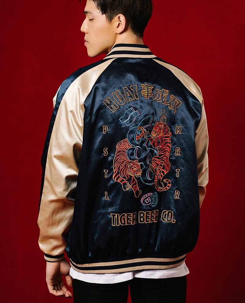 PMC x Tiger 88 Double The Huat Sukajan Jacket Navy, RM388. — Picture from Pestle & Mortar