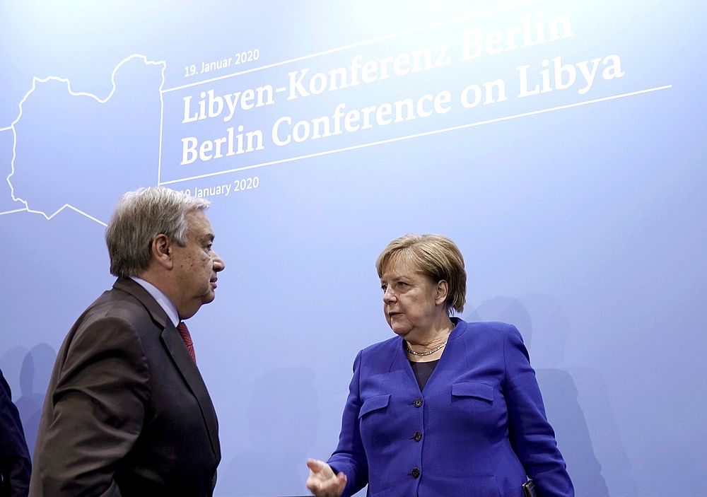 United Nations Secretary-General Antonio Guterres and Germany's Chancellor Angela Merkel leave a news conference after the Libya summit in Berlin, Germany January 19, 2020. u00e2u20acu201d Reuters pic