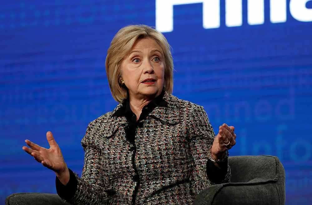 Former US Secretary of State Hillary Clinton speaks at a panel for the Hulu documentary 'Hillary' during the Winter TCA (Television Critics Association) Press Tour in Pasadena, California January 17, 2020. u00e2u20acu201d Reuters pic