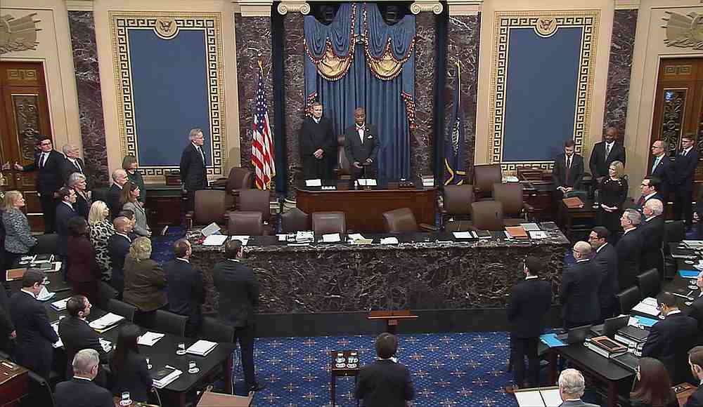 The Senate impeachment trial of US President Donald Trump in the US Senate Chamber at the US Capitol in Washington January 27, 2020. u00e2u20acu201d US Senate TV handout via Reuters 
