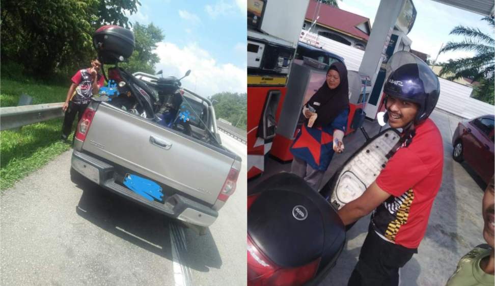 If it wasnu00e2u20acu2122t for Iwan, the anonymous man would have pushed his motorbike all the way to Penang. u00e2u20acu201d Courtesy of Facebook/Info Berita Semasa 