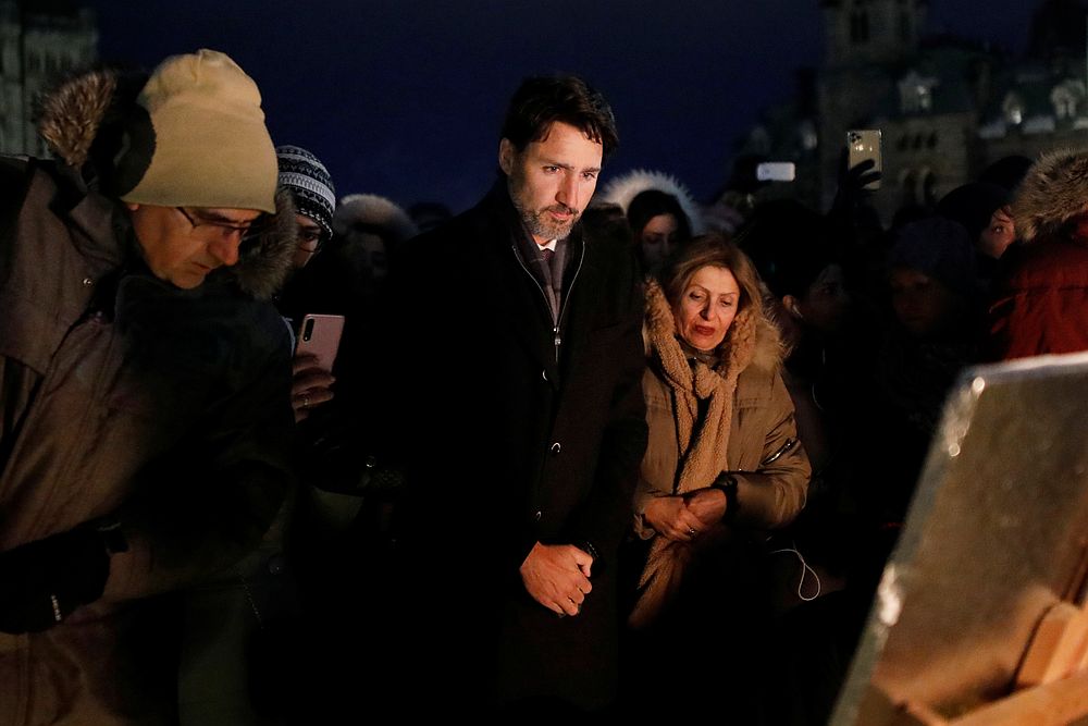 Canada's Prime Minister Justin Trudeau attends a candle light vigil for the victims of Ukraine International Airlines flight PS-752 on Parliament Hill in Ottawa, Ontario January 9, 2020. u00e2u20acu201d Reuters pic