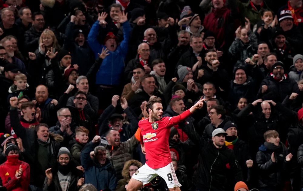 Manchester United's Juan Mata celebrates scoring against Wolverhampton Wanderers at Old Trafford January 15, 2020. u00e2u20acu201d Reuters pic