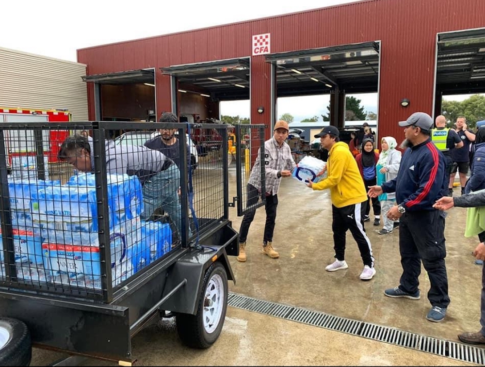The Kampung Utara Melbourne community collects food, drinks and toiletries to deliver to Gippsland Farmer Relief Inc that is affected by the ongoing bushfires in Australia. — Picture courtesy of Kampung Utara Melbourne