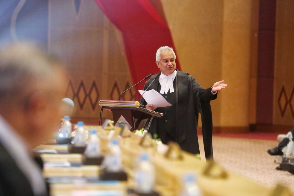Attorney General Tan Sri Tommy Thomas speaks during the opening of the legal year in Kuala Lumpur January 10, 2020. u00e2u20acu2022 Picture by Choo Choy May