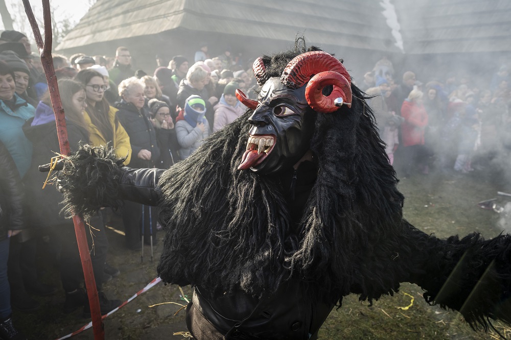 A participant of Dziady Zywieckie traditional folk custom is seen in Milowka, southern Poland January 18, 2020. u00e2u20acu201d AFP pic