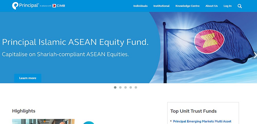 Screengrab from the Principal Asset Management portal hwww.principal.com.my. 