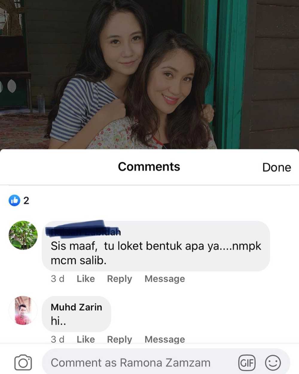 Actress Ramona Zamzam shared a screenshot of a comment to her earlier Instagram post with the comment. ― Picture via Instagram/ramonazamzam