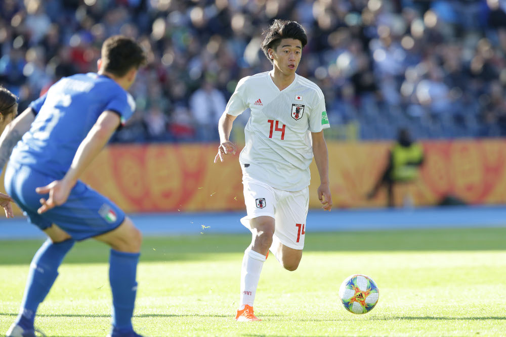 Japanu00e2u20acu2122s Jun Nishikawa during the Fifa U-20 World Cup Poland 2019 Group B match between Italy 0-0 Japan at Zdzislaw Krzyszkowiak Stadium in Bydgoszcz May 29, 2019. u00e2u20acu201d Picture by AFLO via Reuters